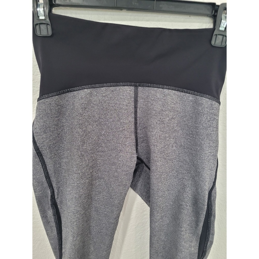 Lululemon Womens Gray Black Mesh Insert Capri Leggings Size 6‎ #P - Picture 2 of 7